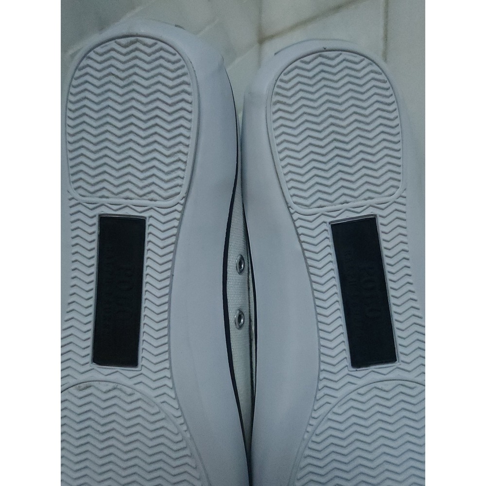 Polo Ralph Lauren Parnell Sneakers Women 10B White Oxford Canvas Low Top Preppy - Picture 12 of 13